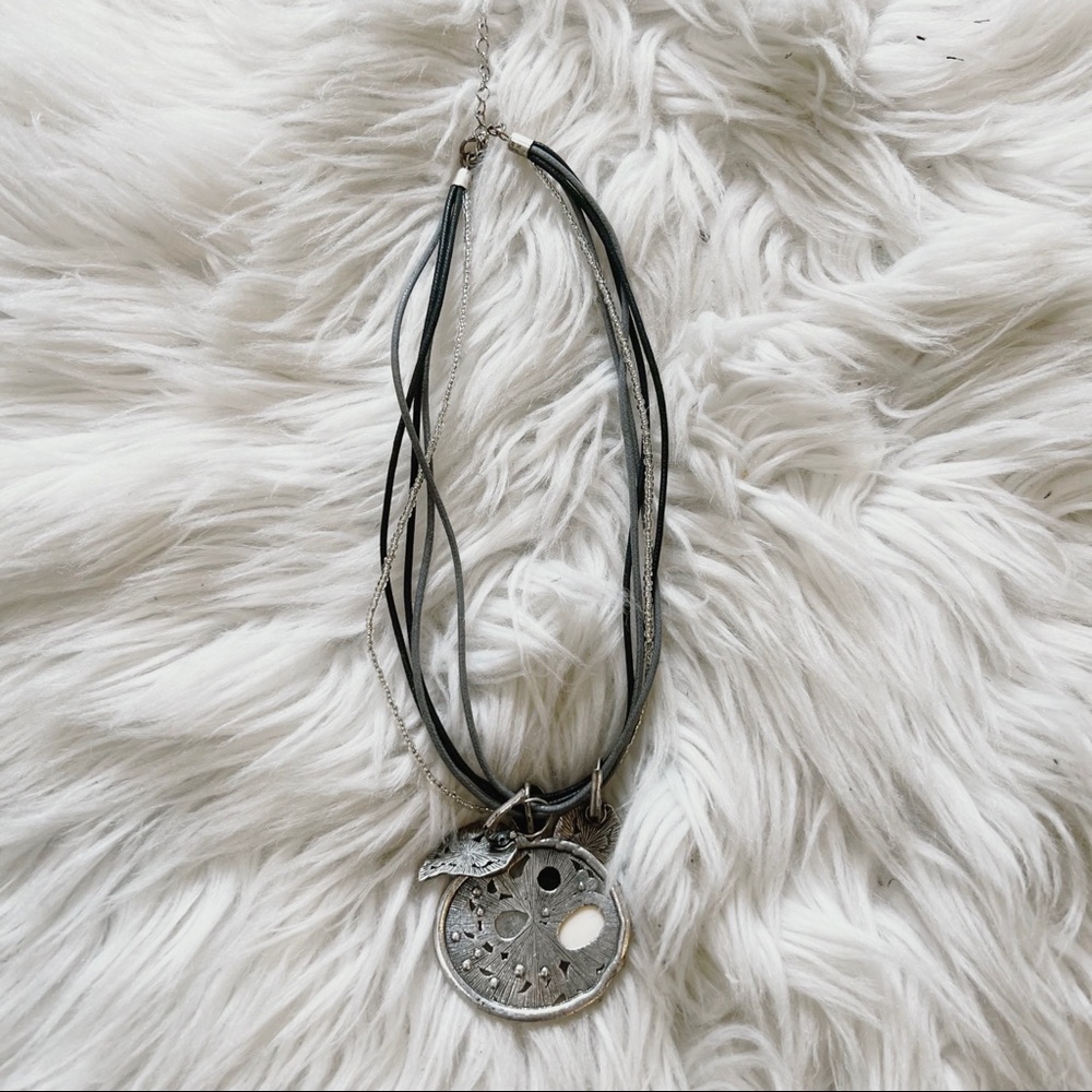 Silver & Black Multi Strand Statement Necklace - image 2